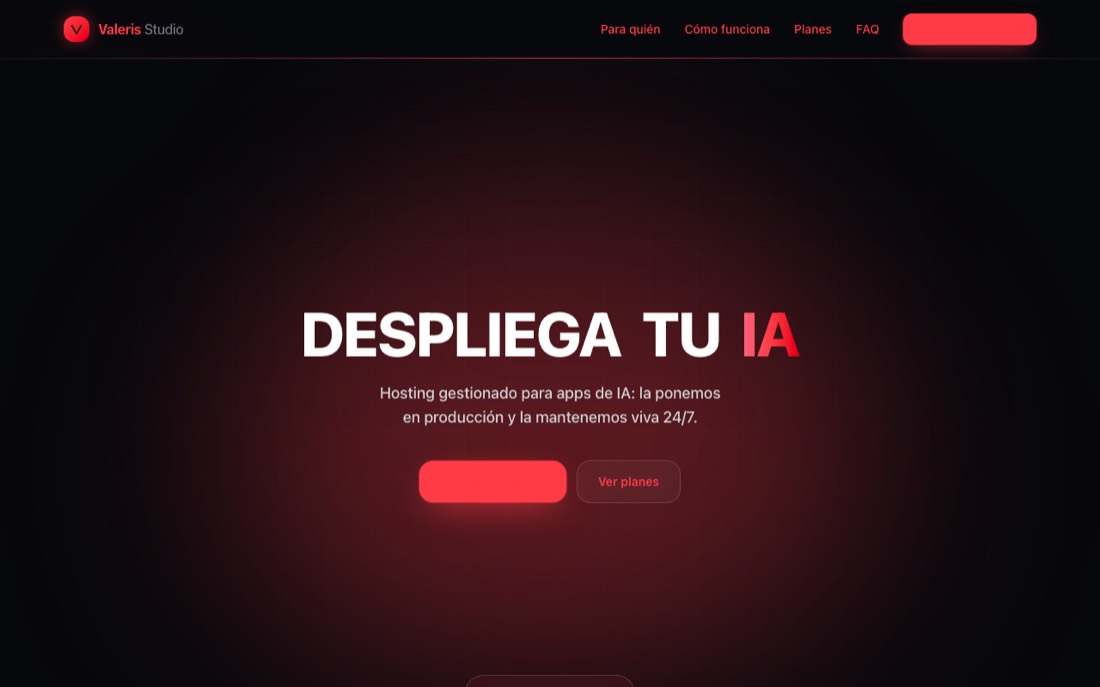 Captura de Valeris Hosting Platform